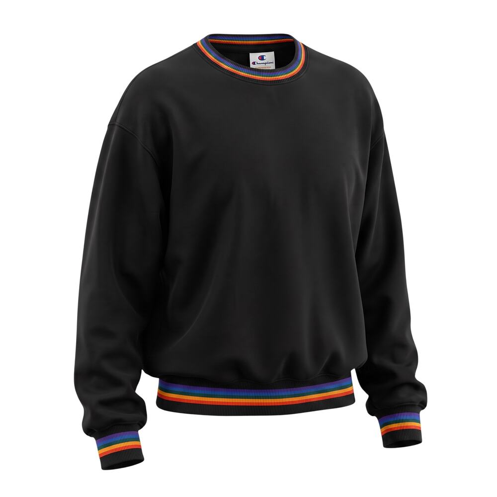Sundry Anthropologie black sweatshirt rainbow  trim crewneck long sleeves size S